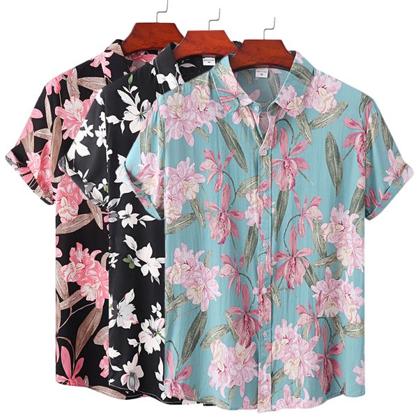 men's casual shirts plus size loose summer flower short sleeve shirt floral pattern hawaiian beach male blouse for men 230421, White;black
men's casual shirts plus size loose summer flower short sleeve shirt floral pattern hawaiian beach male blouse for men 230421, White;black