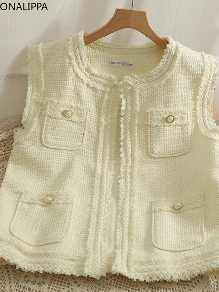 vests onalippa women tweed tassel sleeveless vest round solid color without placket cardigan 2022 summer retro temperament clothing, Black;white
vests onalippa women tweed tassel sleeveless vest round solid color without placket cardigan 2022 summer retro temperament clothing, Black;white