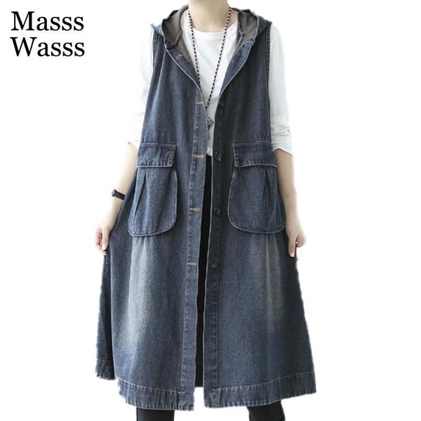 vests masss wasss korean style denim hooded long vest coat 2021 women button loose vintage waistcoats female punk sleeveless clothes, Black;white
vests masss wasss korean style denim hooded long vest coat 2021 women button loose vintage waistcoats female punk sleeveless clothes, Black;white