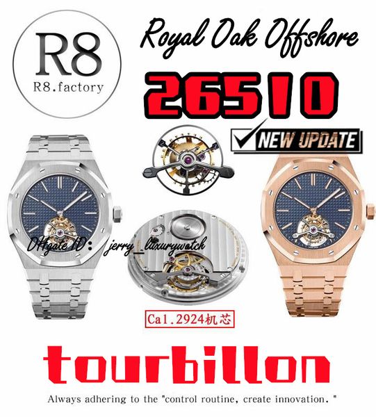 r8 factory men's luxury watch 26510 tourbillon v3, cal.2924 movement, power storage 68 hours, 41mm, thickness of 11.2mm, 316l fine stee, Slivery;brown
r8 factory men's luxury watch 26510 tourbillon v3, cal.2924 movement, power storage 68 hours, 41mm, thickness of 11.2mm, 316l fine stee, Slivery;brown