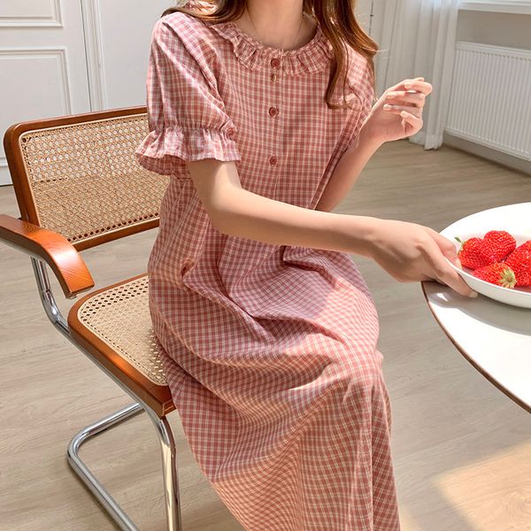 women's sleepwear plaid print red summer sleepwear women o-neck short sleeve cotton nightgown casual kawaii vintage homewear nightwear, Black;red
women's sleepwear plaid print red summer sleepwear women o-neck short sleeve cotton nightgown casual kawaii vintage homewear nightwear, Black;red