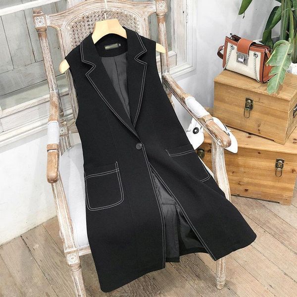 vests women vest blazer sleeveless single button office lady waistcoat outwear 2021 autumn casual solid long suit jacket gilet femme, Black;white
vests women vest blazer sleeveless single button office lady waistcoat outwear 2021 autumn casual solid long suit jacket gilet femme, Black;white