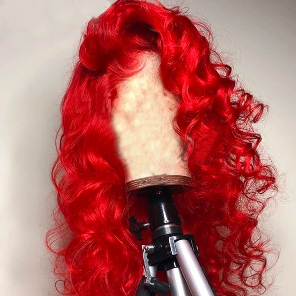 

Brazilian Red Lace Front Wig 13X4 Curly Human Hair Wigs Hd Lace Wig Colored Deep Wave Synthetic Frontal Wig, Ombre color