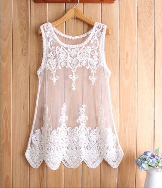 tanks 2019 spring new women's mesh lace blouse embroidered flowers gauze vest bottoming shirts female fairy shirt women clothing, Black;white
tanks 2019 spring new women's mesh lace blouse embroidered flowers gauze vest bottoming shirts female fairy shirt women clothing, Black;white