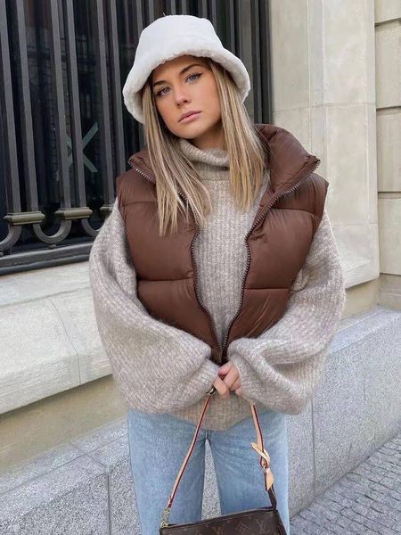 vests 2021 brown sleeveless women short waistcoat casual streetwear zipper lady outwear warm cotton girl vest, Black;white
vests 2021 brown sleeveless women short waistcoat casual streetwear zipper lady outwear warm cotton girl vest, Black;white