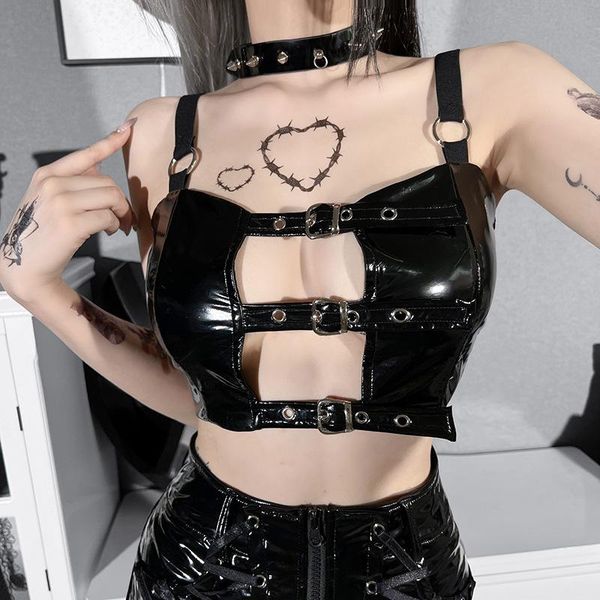 t-shirt gothic cropped women pu leather cutout camisole gothic sleeveless camisole ladies black tank streetwear, White
t-shirt gothic cropped women pu leather cutout camisole gothic sleeveless camisole ladies black tank streetwear, White