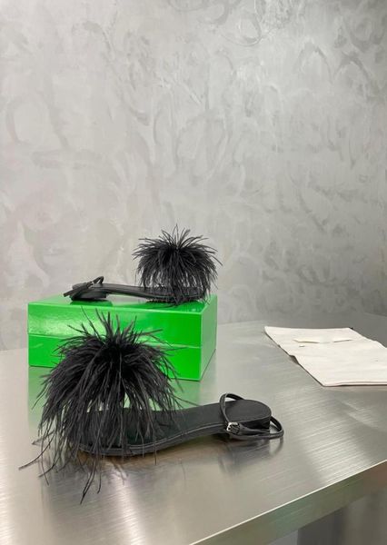 2022 summer ostrich feather shuttlecock flat sandals real leather shoes with clear logo and seven colors of orange handbag size358610193, Black
2022 summer ostrich feather shuttlecock flat sandals real leather shoes with clear logo and seven colors of orange handbag size358610193, Black