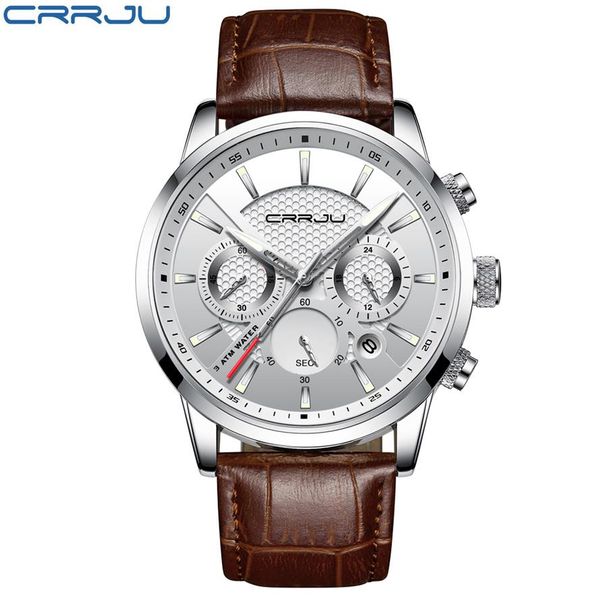 2020 crrju new fashion men watches analog quartz wristwatches 30m waterproof chronograph sport date leather band watches montre ho288l, Slivery;brown
2020 crrju new fashion men watches analog quartz wristwatches 30m waterproof chronograph sport date leather band watches montre ho288l, Slivery;brown