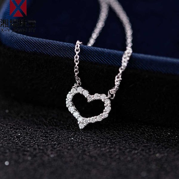 tiffy love necklace women's sterling silver s925 electroplated 18k white gold simple heart shaped pendant collar chain, Black
tiffy love necklace women's sterling silver s925 electroplated 18k white gold simple heart shaped pendant collar chain, Black