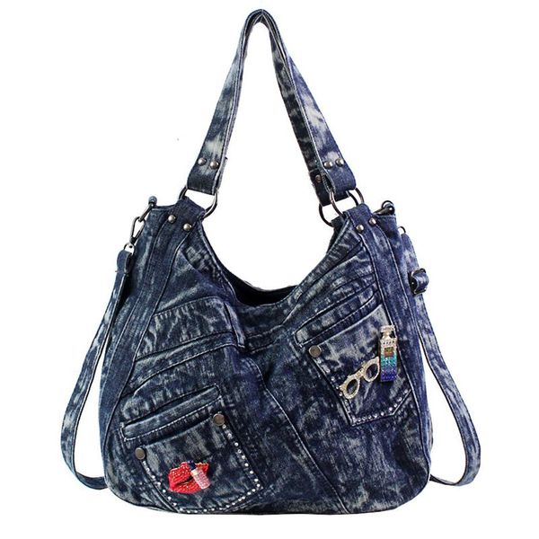 2021 washable denim women's bag personalized one shoulder messenger bag leisure retro fashion canvas rivet large capacity bag307i, Black;red
2021 washable denim women's bag personalized one shoulder messenger bag leisure retro fashion canvas rivet large capacity bag307i, Black;red