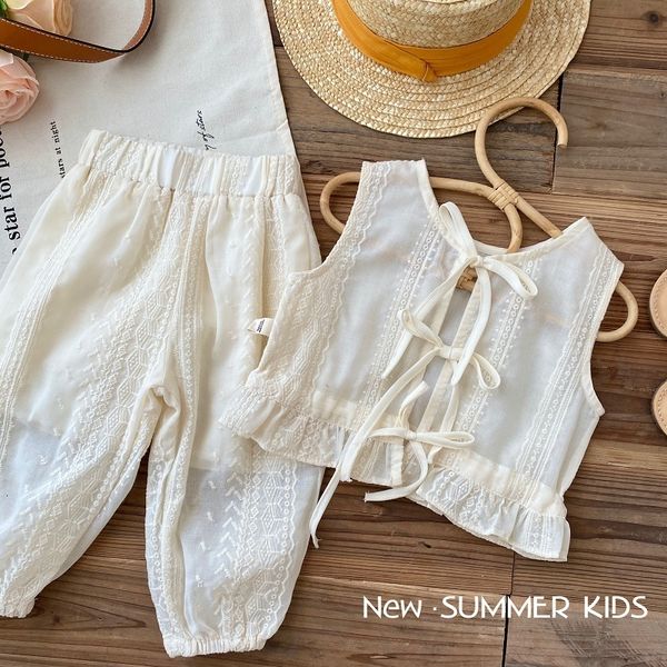 clothing sets girls summer korean casual sleeveless hollow lace t shirt pants 2pcs suit 0 6y strap cardigan vest clothes outfits 230420, White
clothing sets girls summer korean casual sleeveless hollow lace t shirt pants 2pcs suit 0 6y strap cardigan vest clothes outfits 230420, White