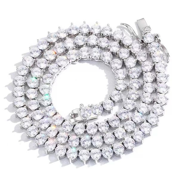 popular 3aaa zircon necklace in europe and america hip hop men's three claw set pink single row diamond tennis chain, Silver
popular 3aaa zircon necklace in europe and america hip hop men's three claw set pink single row diamond tennis chain, Silver