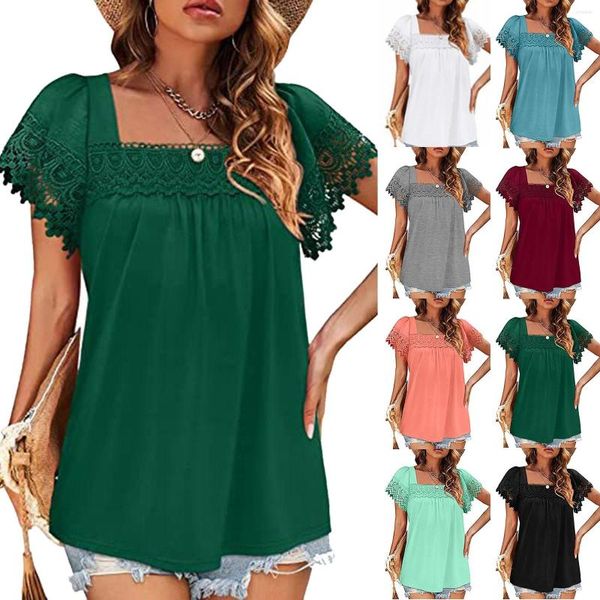 Women's Blouses Shirt Juniors Summer Women Blouse Cotton Lace Splicing Square Neck Shirts For Tops Womens Tee Short Sleeve, Black
Women's Blouses Shirt Juniors Summer Women Blouse Cotton Lace Splicing Square Neck Shirts For Tops Womens Tee Short Sleeve, Black