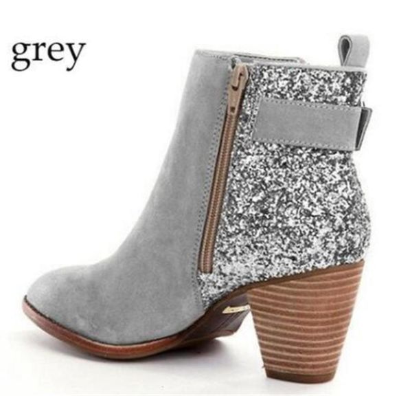 fashion ankle boots women sequins thick heels martin booties designer lady buckled pointed toe pumps side zipper shoes with b4246331, Black
fashion ankle boots women sequins thick heels martin booties designer lady buckled pointed toe pumps side zipper shoes with b4246331, Black