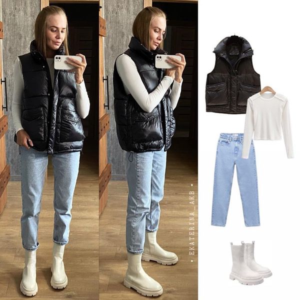 vests women's down cotton vest spring and autumn 2022 new outer wear korean vest jacket trend waistcoat, Black;white
vests women's down cotton vest spring and autumn 2022 new outer wear korean vest jacket trend waistcoat, Black;white