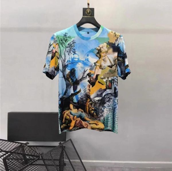 t shirts european and american 2023 summer round neck sleeves blue angel print, White;black
t shirts european and american 2023 summer round neck sleeves blue angel print, White;black