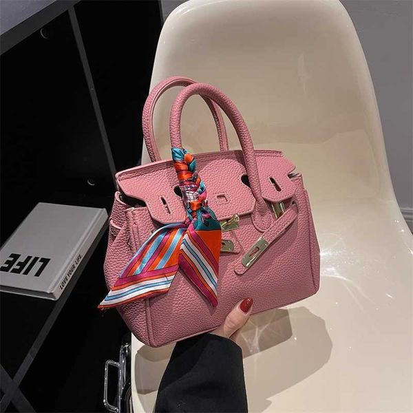 designer bag herms tote bag shoulder bag crossbody litchi pattern bag women's autumn new one shoulder crossbody handbag cherry blossom