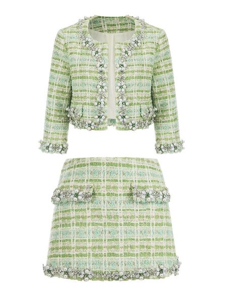 dress high street 2022 designer runway sets diamonds strass beading long sleeve tweed jacket skirt suit, White
dress high street 2022 designer runway sets diamonds strass beading long sleeve tweed jacket skirt suit, White