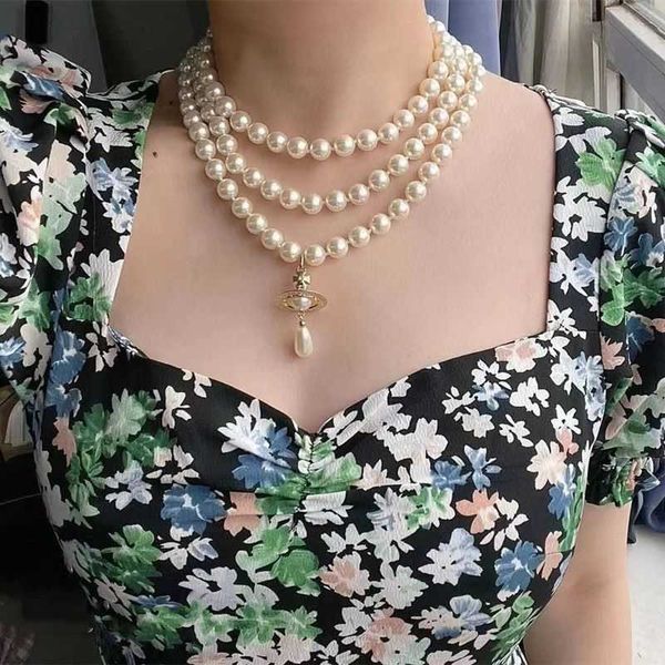 designer vivians necklace west empress dowager three-layer pearl three-dimensional saturn necklace neck chain luxury bridal jewelry, Silver
designer vivians necklace west empress dowager three-layer pearl three-dimensional saturn necklace neck chain luxury bridal jewelry, Silver