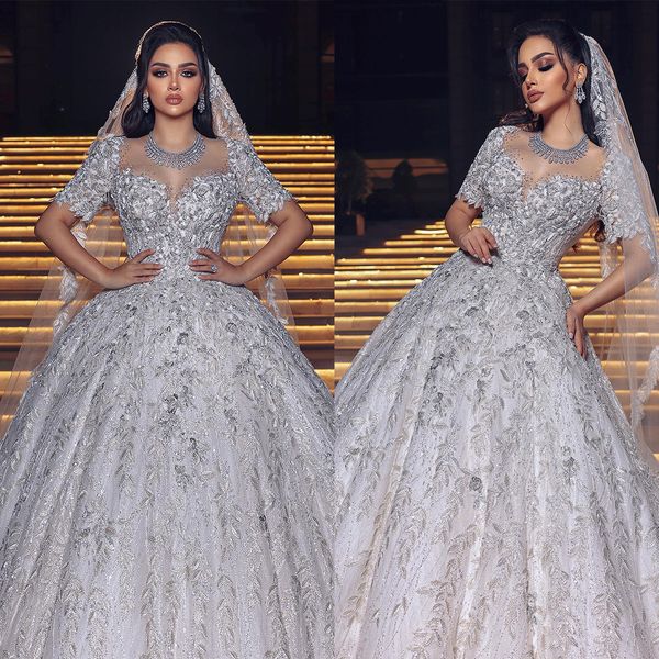elegant ball gown wedding dresses jewel capped sleeves beads applique lace bridal gowns custom made button back sweep train vestido de novia, White
elegant ball gown wedding dresses jewel capped sleeves beads applique lace bridal gowns custom made button back sweep train vestido de novia, White