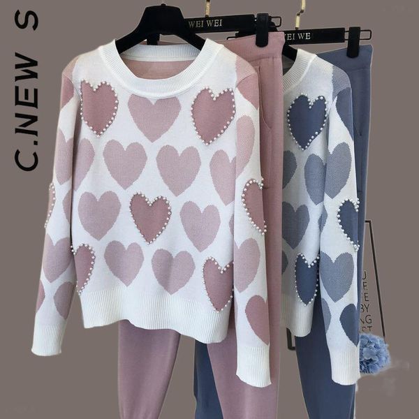 dress c.new s women sweater 2 piece sets chic knit embroidery bead heartshape pullovers + spring harem pants sport tracksuits suit, White
dress c.new s women sweater 2 piece sets chic knit embroidery bead heartshape pullovers + spring harem pants sport tracksuits suit, White