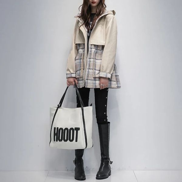 women's trench coats windbreaker women's midlength spring autumn korean version waistlength slimming stitching plaid hooded jacket, Tan;black
women's trench coats windbreaker women's midlength spring autumn korean version waistlength slimming stitching plaid hooded jacket, Tan;black