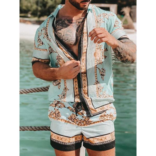 men's tracksuits spring and summer explosive trend beach casual color contrast polo zipper lapel shirt short sleeve suit 230421, Gray
men's tracksuits spring and summer explosive trend beach casual color contrast polo zipper lapel shirt short sleeve suit 230421, Gray