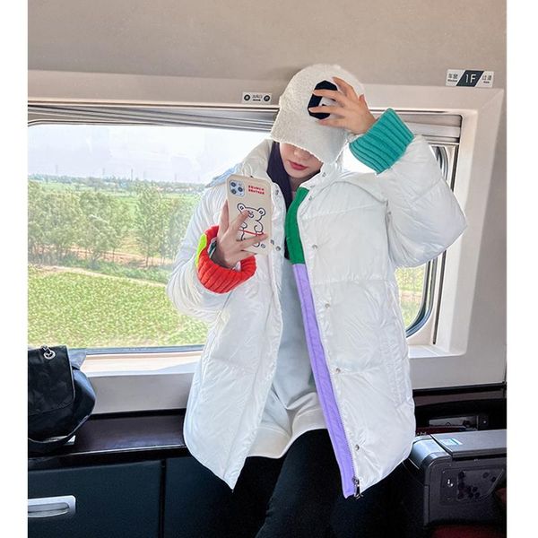 leather women's clothing white contrasting colors down jackets korean fashion warm thicken hooded coat female puffer outwear winter, Black
leather women's clothing white contrasting colors down jackets korean fashion warm thicken hooded coat female puffer outwear winter, Black