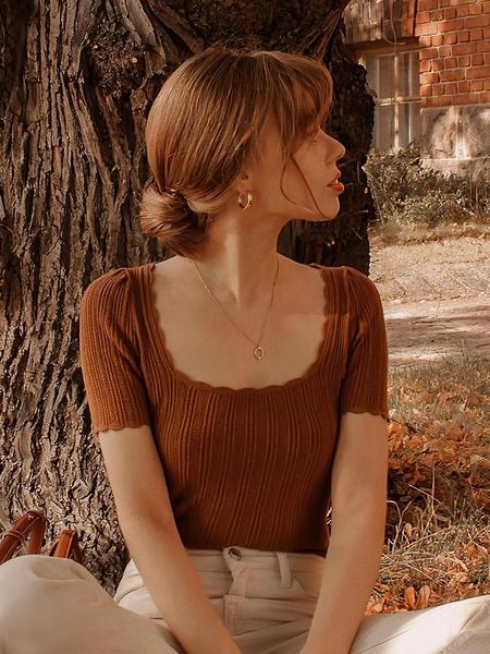 t-shirt fancy knit tshirt maille summer women clothing 2022 short sleeve square neck elegant knitwear tee shirt tshirt femme, White
t-shirt fancy knit tshirt maille summer women clothing 2022 short sleeve square neck elegant knitwear tee shirt tshirt femme, White