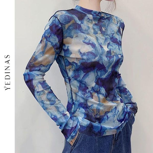 t-shirt yedinas blue tie dye long sleeve tshirts women personality painting printed see through mesh tee shirts slim designer, White
t-shirt yedinas blue tie dye long sleeve tshirts women personality painting printed see through mesh tee shirts slim designer, White