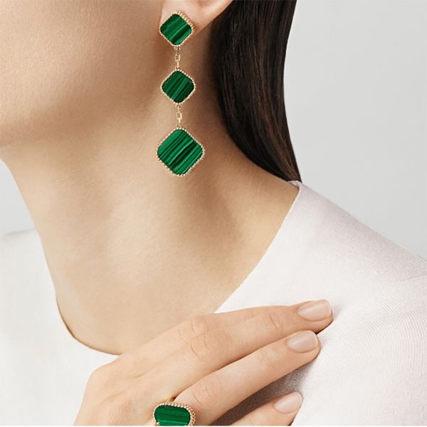 three malachite clover dangle long earrings mother-of-pearl fashion brand earring girl ear studs wedding gift jewelry accessories, Silver
three malachite clover dangle long earrings mother-of-pearl fashion brand earring girl ear studs wedding gift jewelry accessories, Silver
