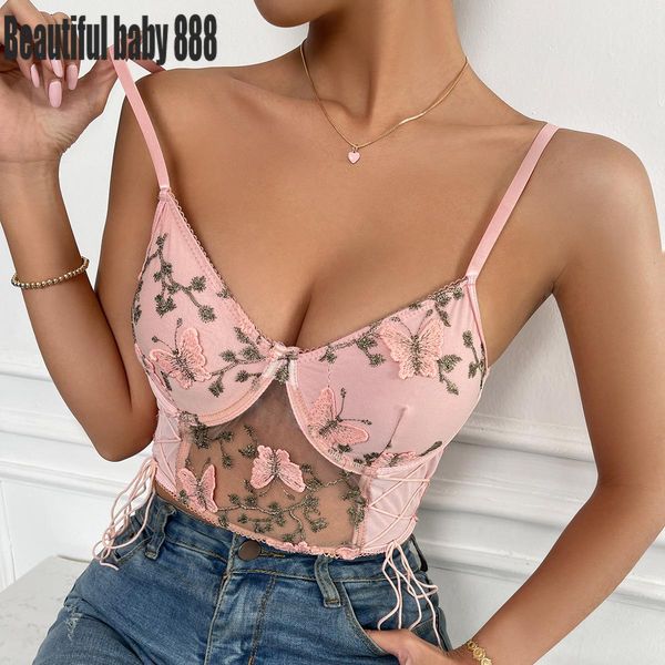 t-shirt summer floral embroidery crop women lace mesh butterfly elastic strap cami ladies casual backless short tank top, White
t-shirt summer floral embroidery crop women lace mesh butterfly elastic strap cami ladies casual backless short tank top, White