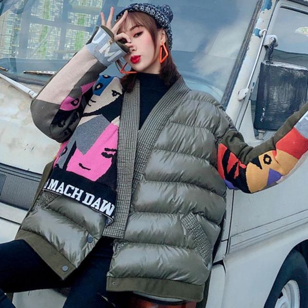 leather winter minimalist longsleeved loose thick warm jackets coat women panelled print down cotton padded clothes, Black
leather winter minimalist longsleeved loose thick warm jackets coat women panelled print down cotton padded clothes, Black