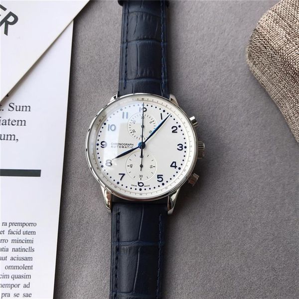 new chronograph men watch 3 style watch 41mm portugieser mechanical mens watch steel case leather strap sport watches237v, Slivery;brown
new chronograph men watch 3 style watch 41mm portugieser mechanical mens watch steel case leather strap sport watches237v, Slivery;brown