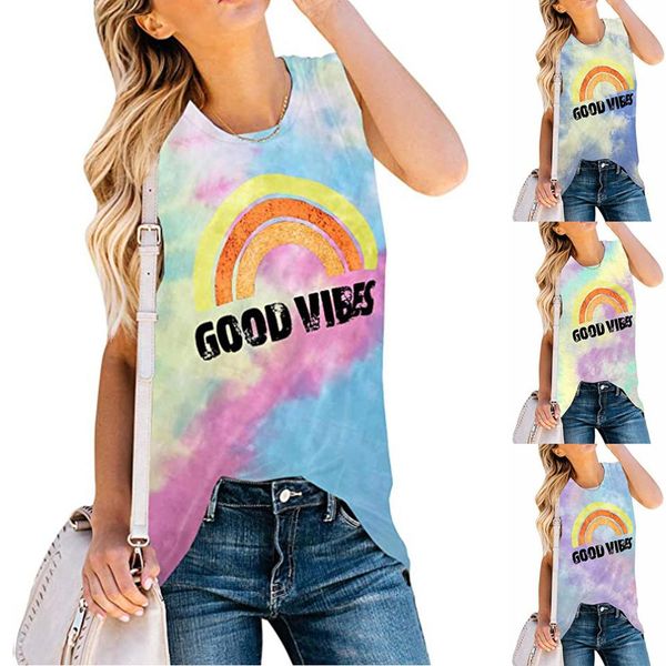 tanks summer good vibes rainbow print tank women tiedye cotton casual sleeveless tshirt plus size harajuk women clothes, Black;white
tanks summer good vibes rainbow print tank women tiedye cotton casual sleeveless tshirt plus size harajuk women clothes, Black;white