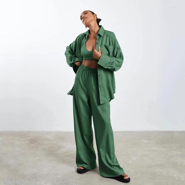 women's two piece pants 2023 spring summer fashion casual suit solid color lapel long-sleeved shirt set womens outfits, White
women's two piece pants 2023 spring summer fashion casual suit solid color lapel long-sleeved shirt set womens outfits, White