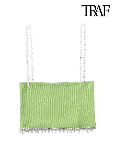 t-shirt traf women fashion with rhinestone tassel beading crop knit tank vintage sleeveless thin straps female camis mujer, White
t-shirt traf women fashion with rhinestone tassel beading crop knit tank vintage sleeveless thin straps female camis mujer, White