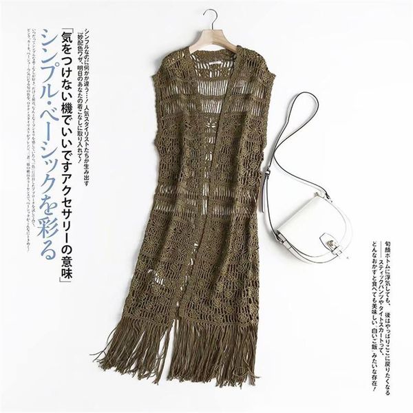 vests 2022 european knitted waistcoat women hollow out vest fashion elegant lady midilong coat summer sleeveless tassel jacket wz1791, Black;white
vests 2022 european knitted waistcoat women hollow out vest fashion elegant lady midilong coat summer sleeveless tassel jacket wz1791, Black;white