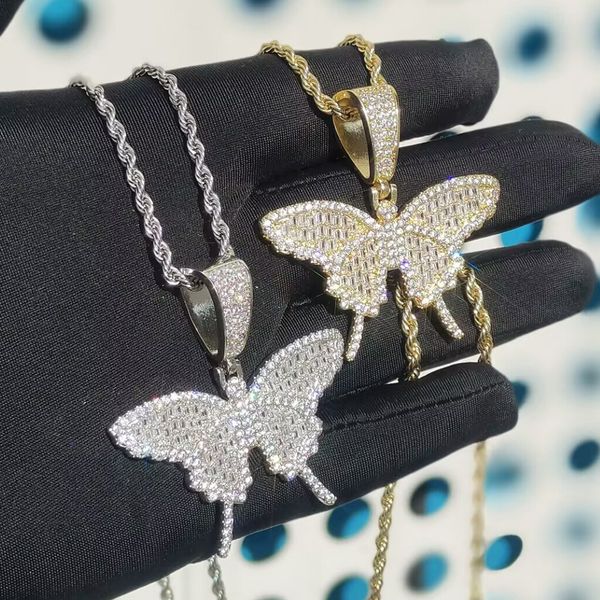 iced out bling cz paved butterfly pendant necklace with rope chain hip hop fashion women men jewelry, Silver
iced out bling cz paved butterfly pendant necklace with rope chain hip hop fashion women men jewelry, Silver