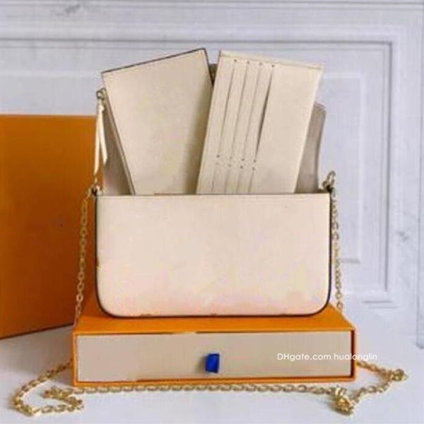 whole fashion designer women shoulder bag handbag woman original box purse three in one flowers letters embossed293v
