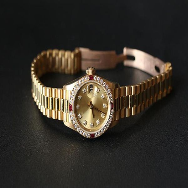 women's watch gold 26mm diamond bezel mechanical watch girl gift257e, Slivery;brown
women's watch gold 26mm diamond bezel mechanical watch girl gift257e, Slivery;brown