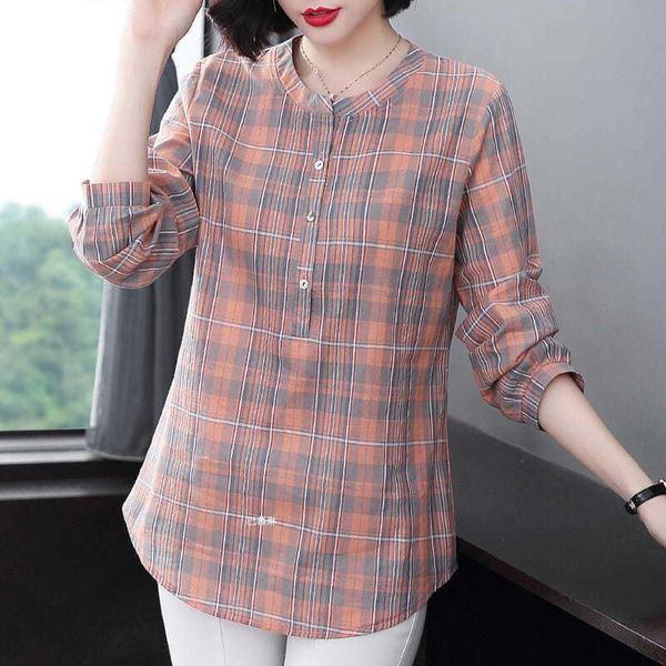 polos spring autumn women's cotton blouses lady oneck long sleeve button plaid shirt elegant 4xl, White
polos spring autumn women's cotton blouses lady oneck long sleeve button plaid shirt elegant 4xl, White