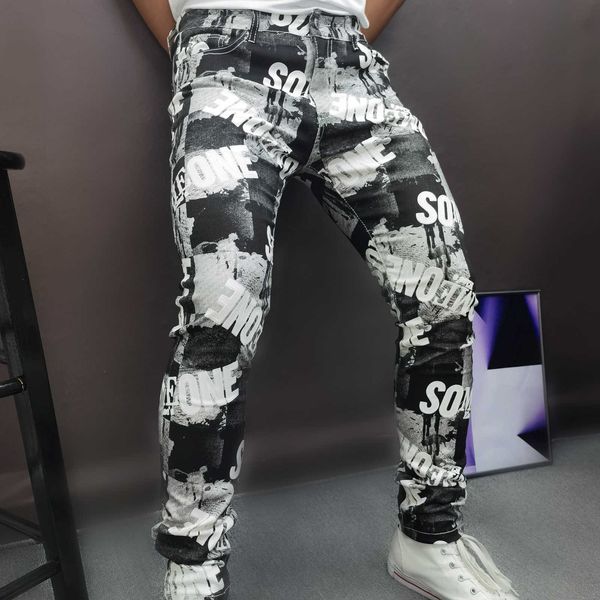 men's jeans hip hop party denim pant fashion letter digital printblack jeans men designer jean four season skinny jeans men moda hombre, Blue
men's jeans hip hop party denim pant fashion letter digital printblack jeans men designer jean four season skinny jeans men moda hombre, Blue