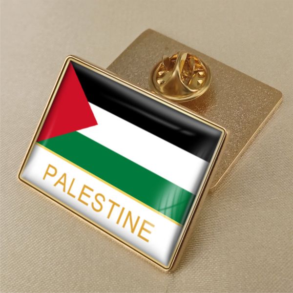 Palestine Flag Crystal Epoxy Badge Brooch pins World Flags Brooch