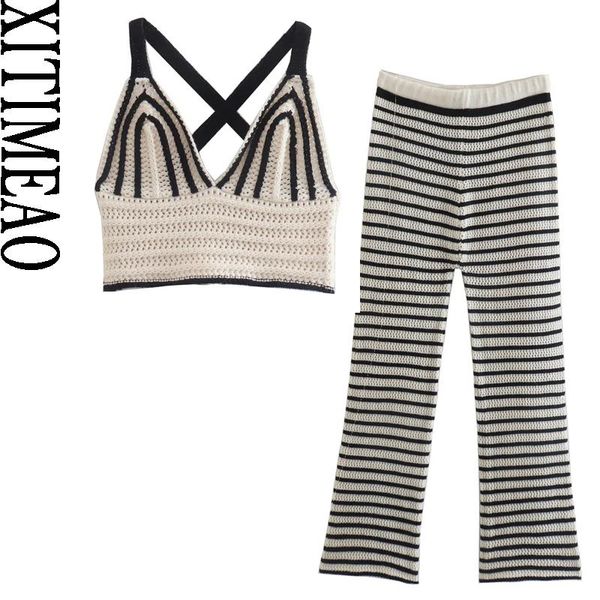 t-shirt xitimeao women fashion striped knitted tank vintage backless crisscross straps female and high waist knitted trousers, White
t-shirt xitimeao women fashion striped knitted tank vintage backless crisscross straps female and high waist knitted trousers, White