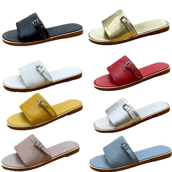 fashionable leather womens slide sandals slippers metal buckle printed flat bottomed sandals 35-40, Black
fashionable leather womens slide sandals slippers metal buckle printed flat bottomed sandals 35-40, Black