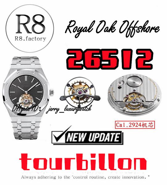 r8 factory men's luxury watch 26512 tourbillon v3, cal.2924 movement, power storage 68 hours, 41mm, thickness of 11.2mm, 316l fine stee, Slivery;brown
r8 factory men's luxury watch 26512 tourbillon v3, cal.2924 movement, power storage 68 hours, 41mm, thickness of 11.2mm, 316l fine stee, Slivery;brown