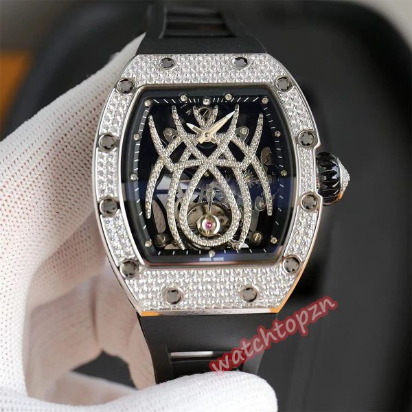 rm19-01 montre de luxe watch features a spider tourbillon mechanical movement suspension hollow sapphire mirror natural rubber strap men, Slivery;brown
rm19-01 montre de luxe watch features a spider tourbillon mechanical movement suspension hollow sapphire mirror natural rubber strap men, Slivery;brown
