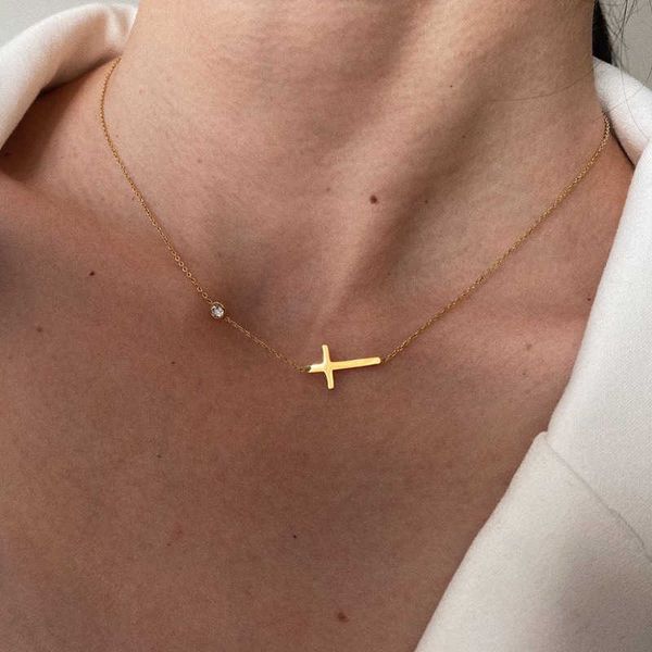 pendant necklaces delicate petite sideway cross necklaces pendant women stainless steel thin chain link christian jewelry w0421, Silver
pendant necklaces delicate petite sideway cross necklaces pendant women stainless steel thin chain link christian jewelry w0421, Silver