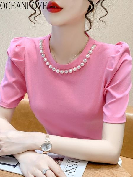 t-shirt oceanlove puff sleeve t shirts summer beading solid o neck korean vintage casual women fashion all match ropa mujer, White
t-shirt oceanlove puff sleeve t shirts summer beading solid o neck korean vintage casual women fashion all match ropa mujer, White